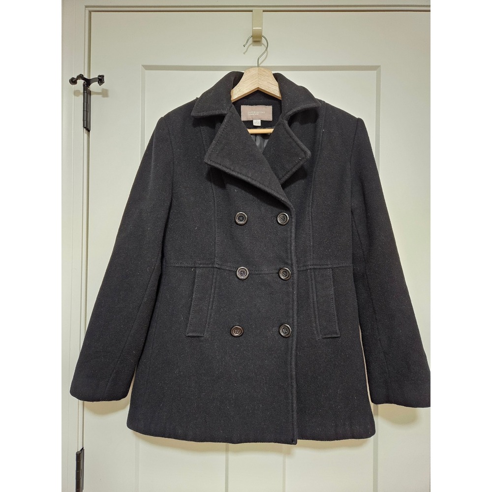 Croft & Barrow Women's S Black Wool Cashmere Blend Double Breasted Peacoat